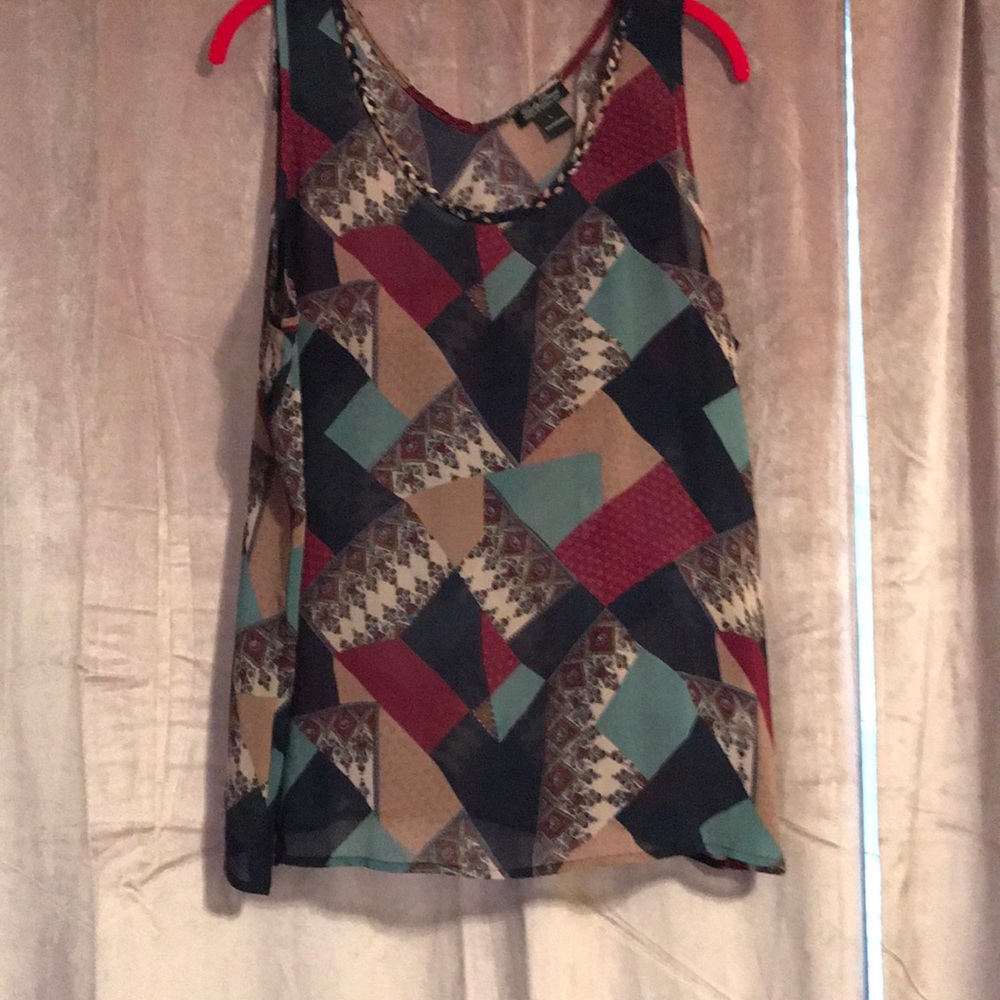 Lucky brand patchwork sleeveless blouse
